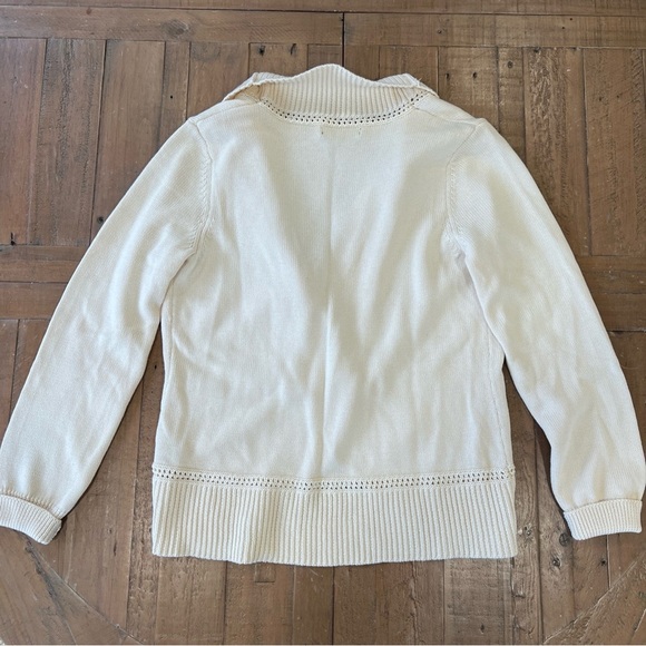Lauren Ralph Lauren Cream Cowl Neck Metal Button Front Cardigan Sweater Medium - Picture 5 of 8